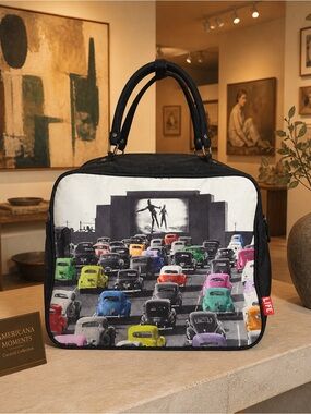 LIFE Magazine Retro Drive-In Movie Tote Bag Vintage Car Print Weekender Travel